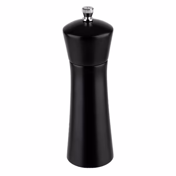 (6 stuks) Pepermolen - MIDNIGHT - RVS en acaciahout - met instelbare maalgraad - Hoogte: 170mm - Zwart