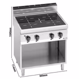 Fourneau électrique - 12,8kW - 4 foyers infrarouges - sur placard ouvert