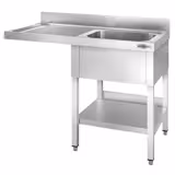 Plonge PREMIUM en acier inoxydable - 1400x600mm - 1 bac - bac à droite - avec espace lave-vaisselle - adossée/avec dosseret