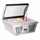 Countertop Ice Cream Display Freezer - 867mm - Static cooling - with LED lighting - for 4 x 5 litres Napoli pans - hinged glass lid