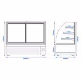 Commercial cake display fridge - 524L - 1500mm - Double glazing - with 3 glass shelves - rear sliding doors