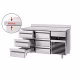 Tavolo refrigerato PREMIUM - 1400x700mm - 6 cassetti e con alzatina