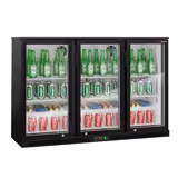 Barkoelkast - 1350mm - 320 Liter - met 3 glazen klapdeuren - zwart