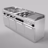 Cocina a gas - 28,5kW - 6 fuegos - con horno eléctrico convección - 3kW