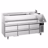 Cocktail voorbereidingstafel - werkbankmodel - 1600mm - 235L, 6 lades & 230V stopcontact
