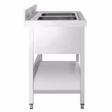 Plonge en inox PREMIUM - 1200x700mm - avec étagère basse - 2 bacs au centre