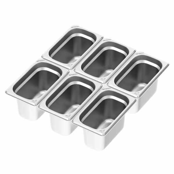 (6 pieces) – Stainless Steel Gastronorm Pan GN 1/4 – Height 150 mm