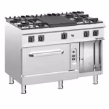 Glühplatte & Gasherd - 39,5 kW - 5 Brenner - inkl. Gasbackofen Statisch - 6 kW