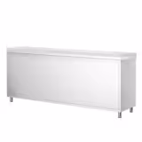Dulap de lucru din oțel inoxidabil PREMIUM – 2000 x 700 mm – cu ușă glisantă – incl. blat de tăiere alb