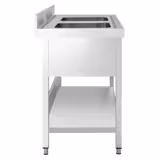 Plonge en inox PREMIUM - 1400x700mm - avec étagère basse - 2 bacs au centre