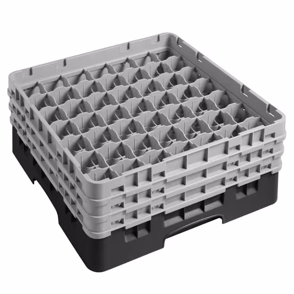 CAMBRO | CAMRACK® Glass Rack – 49-Compartment – 500x500 mm – Ø62 mm – Black – 225 mm high