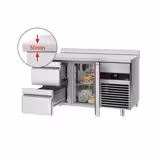Koelwerkbank PREMIUM - 1400x700mm - met 1 deur & 2 laden & met achterwand