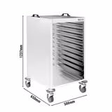 Inox kolica za poslužavnike - za 18 poslužavnika 530x370 mm - kotači Ø 125 mm (2 s kočnicom)