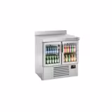 Kühltisch Premium PLUS - 978x700mm - mit 2 Glastüren - Aufkantung