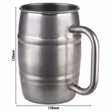 (6 pièces) Gobelets – BEER MUG – 500 ml – Argent – avec anse