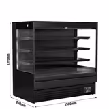 Mural refrigerado abierto - 1500x800x1395mm - 493L - con 3 estantes - Negro