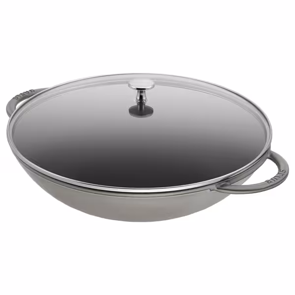 STAUB | SPECIALITIES - Wok met glazen deksel - Ø 370mm - Gietijzer - Grafietgrijs
