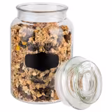 Airtight Glass Food Storage Jar with Glass Lid, Gasket & Labelling Field NOTE – 1.2 Litre - Clear
