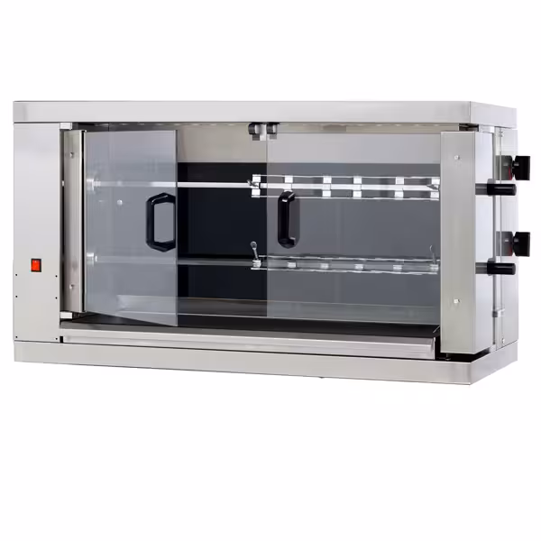Elektrische kippengrill roterend vitrokeramisch - 9,6kW - 2 spitten voor 12 kippen