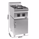 Gasspis - 2x brännare (9,5 kW) med pilotlåga inkl. underrede | kokspis | restaurangspis | spis | gashäll