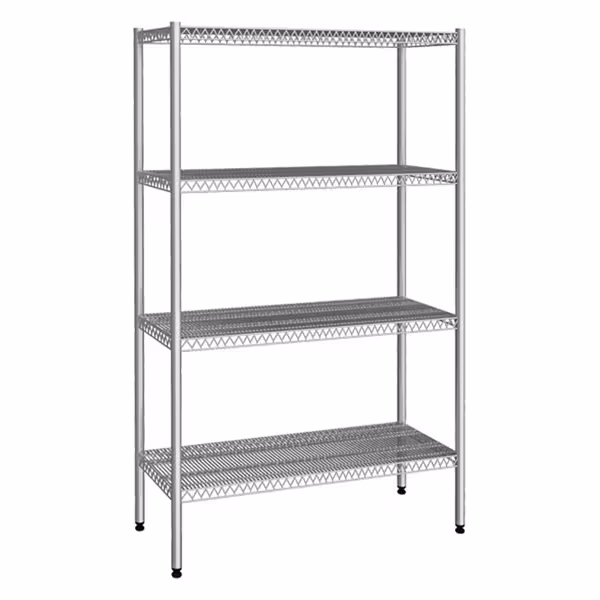 RVS stelling - 1080x400mm - Diepte: 400mm - met 4 legborden - Draagvermogen per schap: 60kg