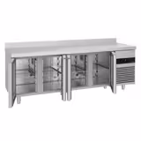 Hűtött munkaasztal PREMIUM - 2330x700 mm - GN 1/1 - 632 liter - ventilációs - 4 üvegajtóval - felhajtással
