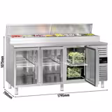 Pizza Hazırlık Buzdolabı PREMIUM - 1795x700mm - 3 Kapılı - 8 x GN 1/3