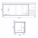 Balcão refrigerado PREMIUM - 2,3 x 0,7 m - com 3 portas e 3 gavetas 1/3