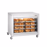 Warmhoudvitrine - 2,0kW - met glazen schuifdeuren voorzijde & 4 schappen - glazen achterwand - 1098x480x840mm