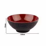 (6 pz) Ciotola - ASIA PLUS - in Melamina - 0,35L - quadra - 130x130x55mm - impilabile - Nero/Rosso