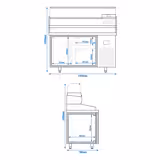 Ψυγείο Πάγκος Πίτσας Premium PLUS - 1490x700mm - με 1 πόρτα & 2 συρτάρια - με ψυχόμενη βιτρίνα - 6x GN 1/4