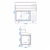 Pizzawerkbank PREMIUM PLUS - 1490x700mm - met granieten werkblad - met 1 deur & 2 laden - incl. glasvitrine - 6x GN 1/4
