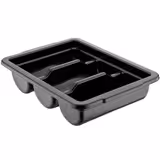 Cutlery Tray - 415x300mm - Height: 107mm - Polypropylene (PP) - with 3 compartments - incl. lid - Black