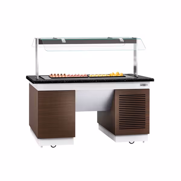 Banco per Buffet freddo DUBLIN - 1600 mm - con piastra di raffreddamento e rotelle