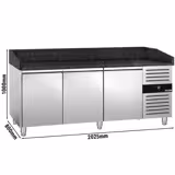 طاولة تحضير بيتزا مبردة PREMIUM - 2000x800 mm - مع 3 أبواب - سطح عمل جرانيت