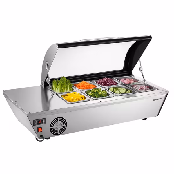 Vetrina refrigerata da banco - per 8x GN 1/6 o 4x GN 1/3 - 67l - 1035mm - vetro curvo