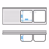Spülschrank ECO - 1800x700mm - mit 2 Becken rechts