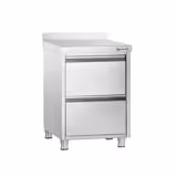 Rozsdamentes acél fiókos munkaszekrény PREMIUM - 2 fiókos - felhajtott peremmel - 500x700 mm