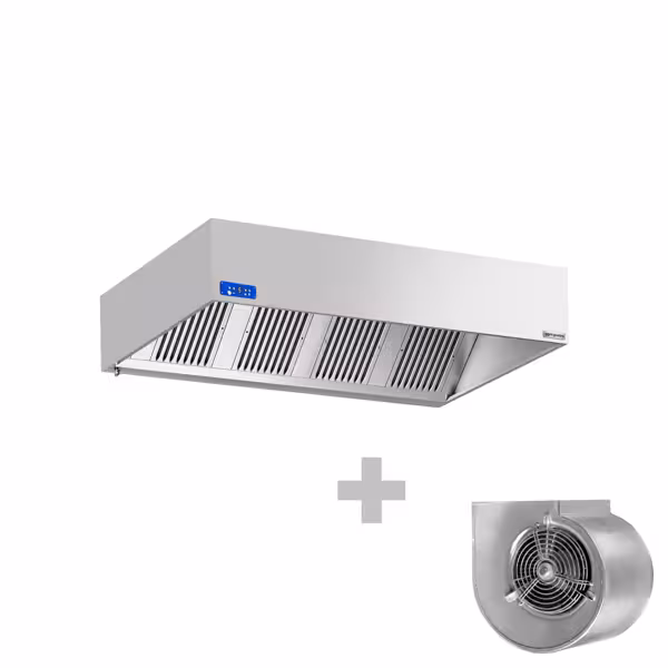 Afzuigkap doosmodel met ingebouwde motor - 2200mm - met toerentalregelaar, labyrintfilters & verlichting