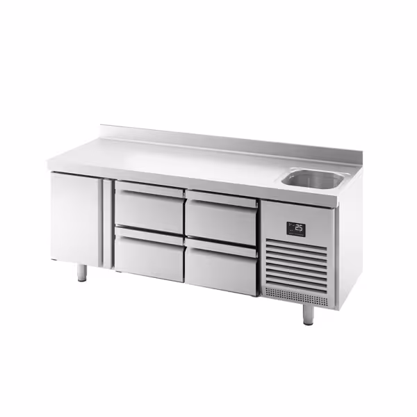 Kylbänk - med 1 handfat, 1 dörr, 4 lådor 1/2 och backsplash