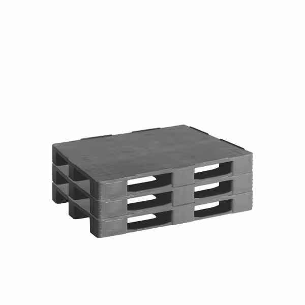 (3 stuks) - Kunststof europallet - 1200x800mm - Draagvermogen: 650kg - Donkergrijs