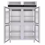 Upright Freezer Stainless steel PREMIUM - GN 2/1 - 1400L - with 4 half doors