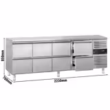 Commercial Counter Fridge ECO - 2230x700mm - with 8 drawers - capacity 553 litres