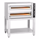 Elektrická pizza pec - 1320x850 mm - 6+6× Ø 30 cm (široká) - až 450 °C - Manuální - vč. podstavce