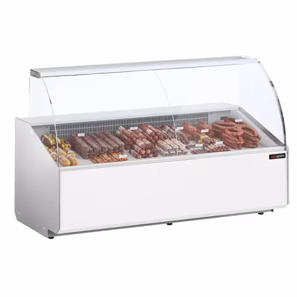 Banco gastronomia professionale - 2506x979mm - Statica - 512 L - Vetro dritto - Colore Dunkelgrau - Pannello frontale Bianco (RAL9016)