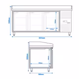 Rashladni pult za pripremu pizze PREMIUM - 2000x800 mm - sa 3 vrata 