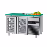 Kühltisch PREMIUM - 1400x700mm - mit 2 Glastüren - inkl. Schneideplatte Grün
