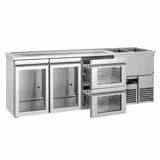 Direct Draw Beer Dispenser / Kegerator PREMIUM - 2500x700mm - Double Glass Doors & 2 Drawers