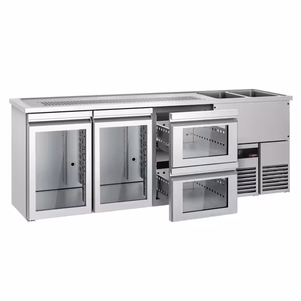 Bierkoeling PREMIUM - 2500x700mm - 2 glazen deuren & 2 laden