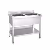 Fregadero de acero Inox. PREMIUM - 1000x700mm - con base - 2 lavabos en el centro